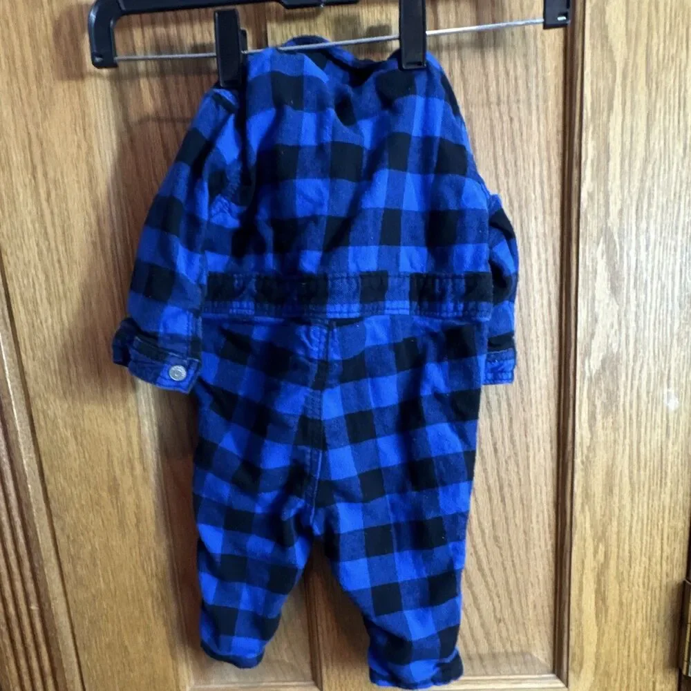 Gymboree Baby Boys Blue Flannel One Piece Outfit